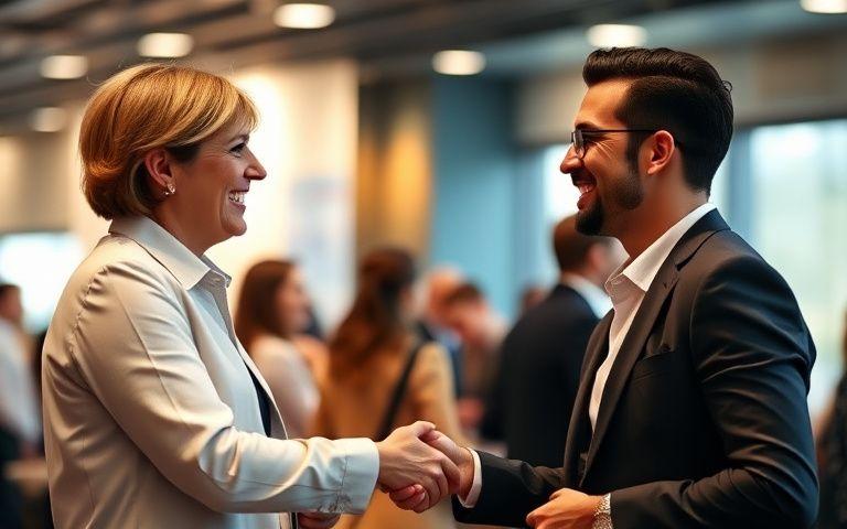 Two people introducing themselves