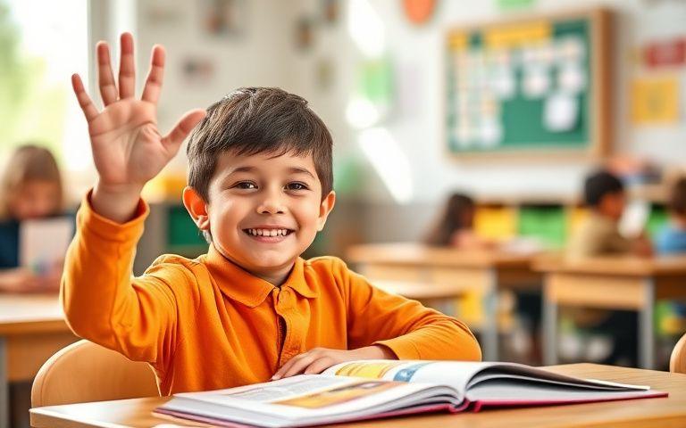 A child enjoying an English lesson